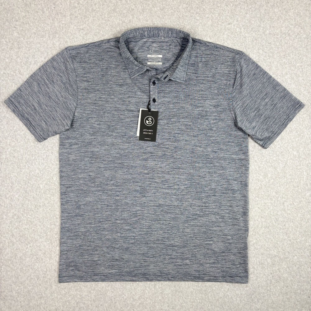 Swannies Parker Polo Golf Shirt Mens XL Heather Navy Performance Stretch NEW